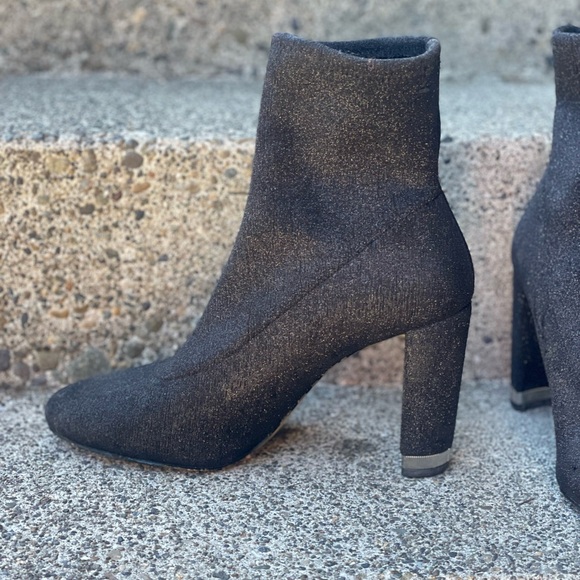 Michael Kors Mandy Sparkle Metallic High Heeled Sock Booties - Black Glitter - Picture 6 of 7